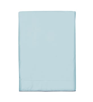 Drap plat en satin de coton lavé, RÊVE SATINÉ - Blanc Cerise - Bleu nordique