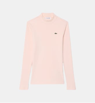 T-shirt manches longues col montant slim fit - Lacoste - Rose