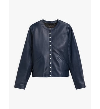 cardigan pression en cuir - Agnès b. - Bleu soir
