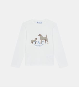 T-shirt -  coton imprimé chiens - Tartine Et Chocolat - Écru