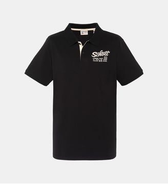Polo avec logo brodé et patte contrastée - Schott - Noir