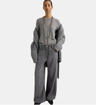 AOKI FIVE-POCKET PANTS IN FLANNEL - LAPIS GREY - Momonì - Gris