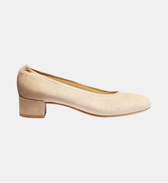 Ballerine varsovie - cuir velours - Manfield - Beige