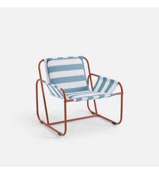 Fauteuil de jardin, en métal acier et toile rayée - La Redoute Interieurs - Rayé bleu