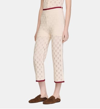 Pantalon en maille look crochet - Sandro - Écru