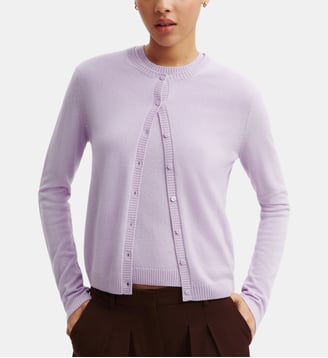 Cardigan slim en cachemire - Bompard - Violet foncé