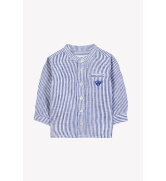 Chemise -  lin col rayures broderie - Tartine Et Chocolat - Bleu