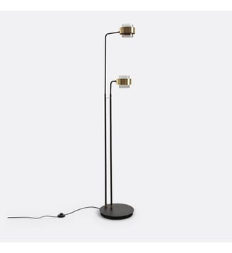 Lampadaire à 2 bras verre et métal fer - La Redoute Interieurs - Doré et noir