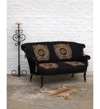 Banquette style Napoléon III Martine N°38- Produit chiné - Debongout - Noir