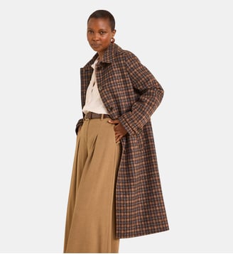 Manteau En Laine Mélangée À Carreaux Constant - Maison 123 - Tabac