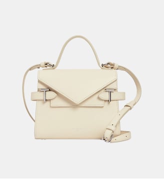 Petit sac à main double rabat Emilie en cuir grainé - Le Tanneur - Blanc mastic