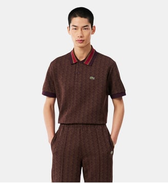 Polo classic fit jacquard monogramme - Lacoste - Marron
