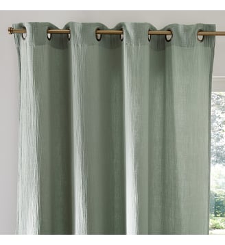 Rideau gaze de coton, oeillets - La Redoute Interieurs - Vert de gris