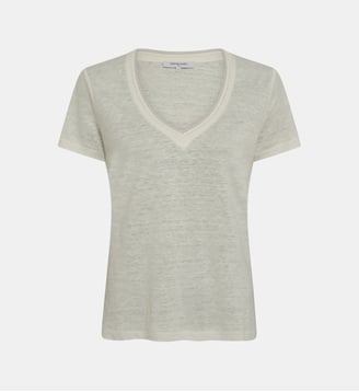 T-shirt V en lin à lurex - MIRANA - Gerard Darel - Blanc