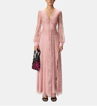 Robe longue en dentelle avec décolleté en v - Pinko - Multicolore