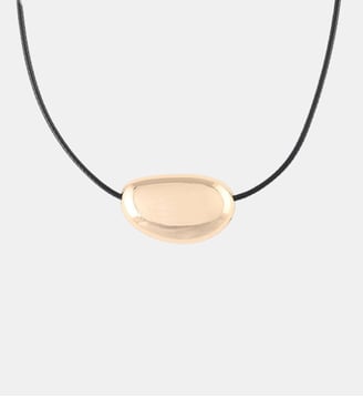 Collier cordon pendentif galet en métal doré Balaboosté