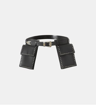 Ceinture western en cuir avec poches de rangement 3 cm - Pinko - Noir limousine