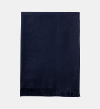 Écharpe à franges en cachemire   - Bompard - Marine