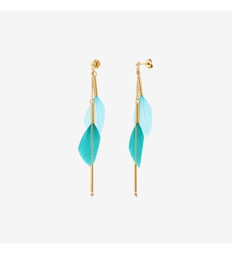 Boucles d'oreilles dorées multi - RIO - Caroline Najman - Bleu