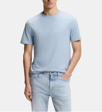 T-shirt modèle Thompson droit coton jersey - BOSS - Bleu clair