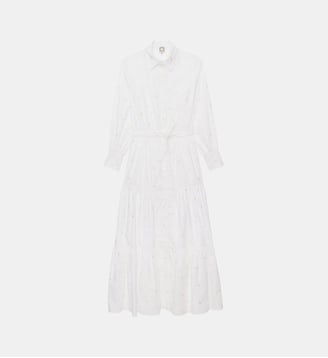 Robe Léna longue à volants - Ines de la Fressange Paris - Blanc