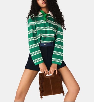 Pull court rayé avec col polo - Maje - Vert