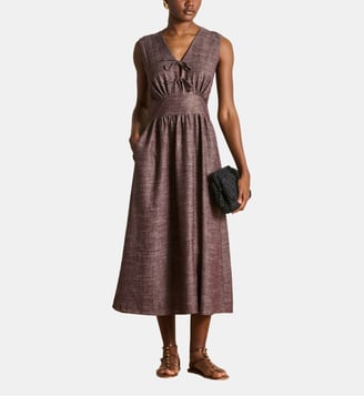 Robe longue cintrée irisée sans manches - La Fée Maraboutée - Chêne