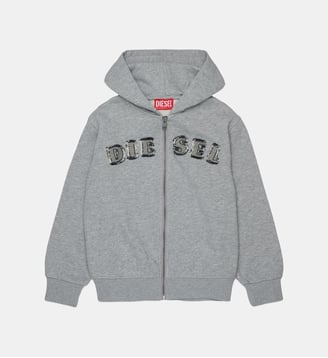 Sweat zippé avec logo - Diesel Kids - Gris