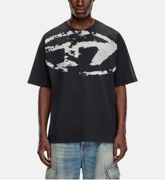 T-shirt avec logo floqué effet vieilli - Diesel - Noir