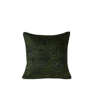 Housse De Coussin  Chenille au motif graphique - Madura - Bleu nuit et vert olive