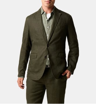Veste Campbell Island en lin homme - Rodd & Gunn - Dark olive