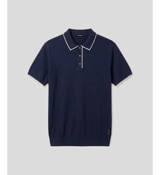 Polo En Coton Soie - Ron Dorff - Bleu marine