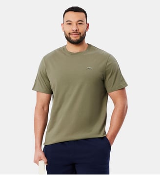 T-shirt coton épais bande siglée - Lacoste - Vert kaki