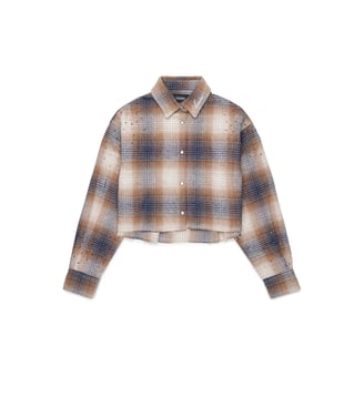Chemise à carreaux avec logo - Amiri - Beige naturel