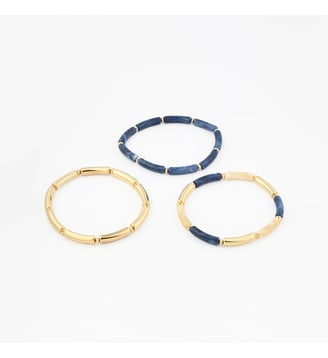 Set x3 bracelets tubes bleu et doré - Balaboosté - Bleu