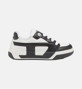 D-Ollie-Baskets en cuir bicolore - Diesel - Blanc et noir