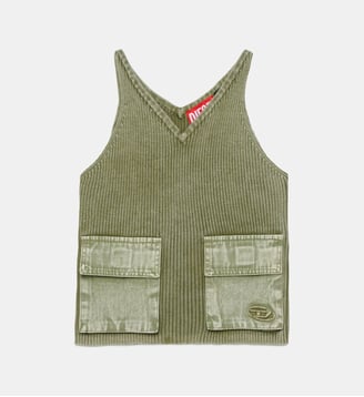 Haut en maille côtelée avec poches - Diesel Kids - Kaki