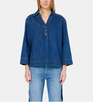 chemise en denim à boutons dorés - unia - Gerard Darel - Jean