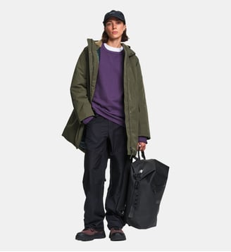 Parka mi-longue imperméable à capuche sherpa REPREVE - Aigle - Kaki foncé