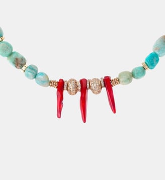 Collier ajustable avec perles et pampilles MARCEL - Hipanema - Bleu turquoise