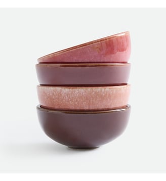Lot de 4 petits bols en grès émail réactif - La Redoute Interieurs - Rose et prune