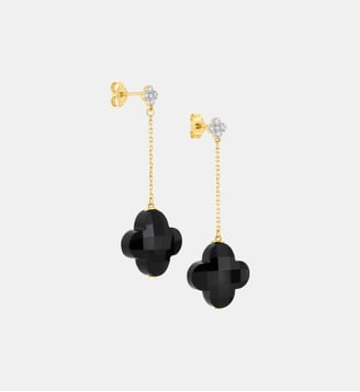 Boucles d'oreilles, onyx, diamants, or jaune Morganne Bello