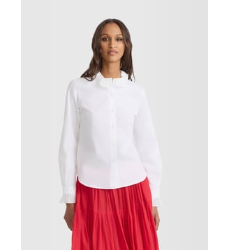 chemise à col mao volanté - Agnès b. - Blanc