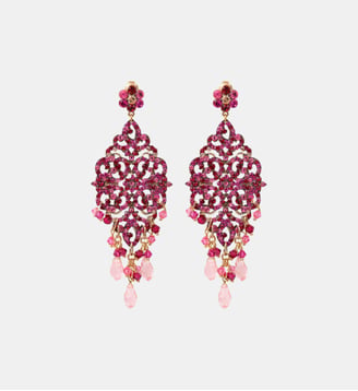 Boucles d'oreilles tiges percées pendantes   - Chiara - Satellite - Rose fuchsia