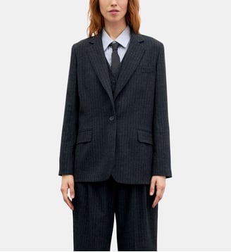 Veste en flanelle rayée - JUSTY - Gerard Darel - Anthracite