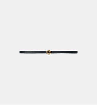 Ceinture fine en cuir signature - Maje - Noir