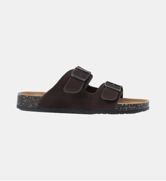 Sandales à doubles brides ultra confortables, semelle intérieure cuir - Isotoner - Marron