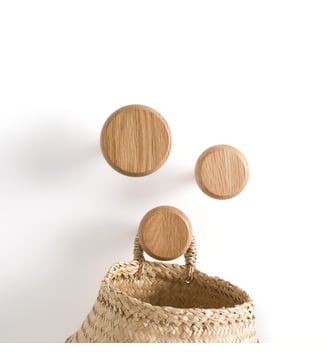 Lot de 3 patères en chêne - La Redoute Interieurs - Naturel