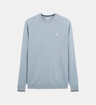 Pull avec col rond uni - Serge Blanco - Bleu clair
