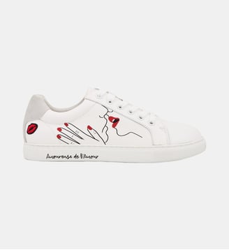 Baskets En Cuir Simone Artdesmaux Amoureuse - Bons Baisers - Blanc